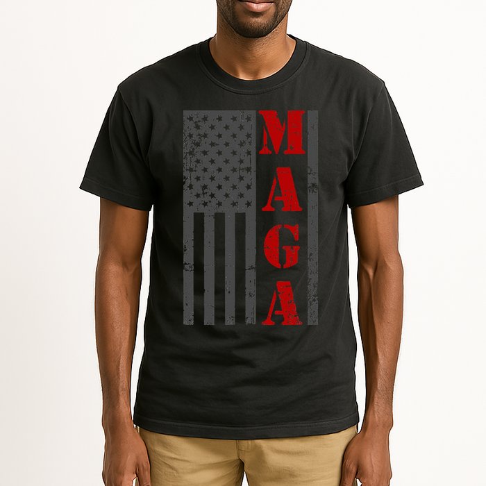 Maga Flag Gray And Red Distressed American Flag Tall T-Shirt