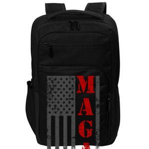 Maga Flag Gray And Red Distressed American Flag Impact Tech Backpack