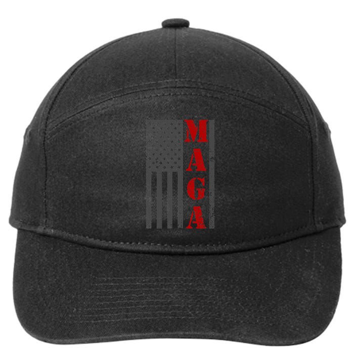 Maga Flag Gray And Red Distressed American Flag 7-Panel Snapback Hat