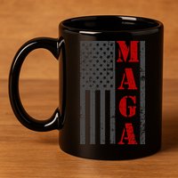 Maga Flag Gray And Red Distressed American Flag 11oz C Handle Ceramic Mug