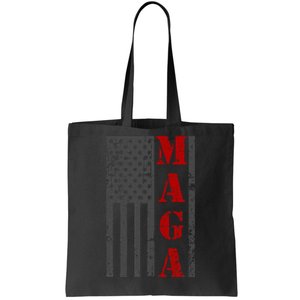 Maga Flag Gray And Red Distressed American Flag Tote Bag