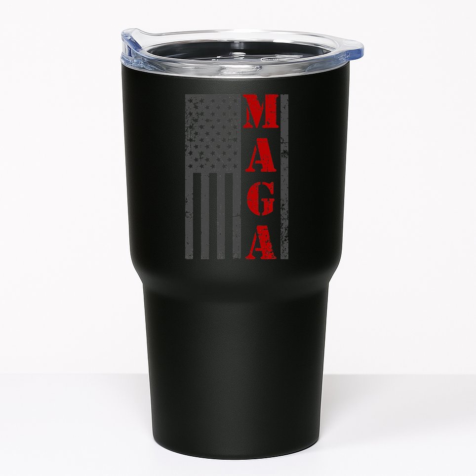 Maga Flag Gray And Red Distressed American Flag Tumbler
