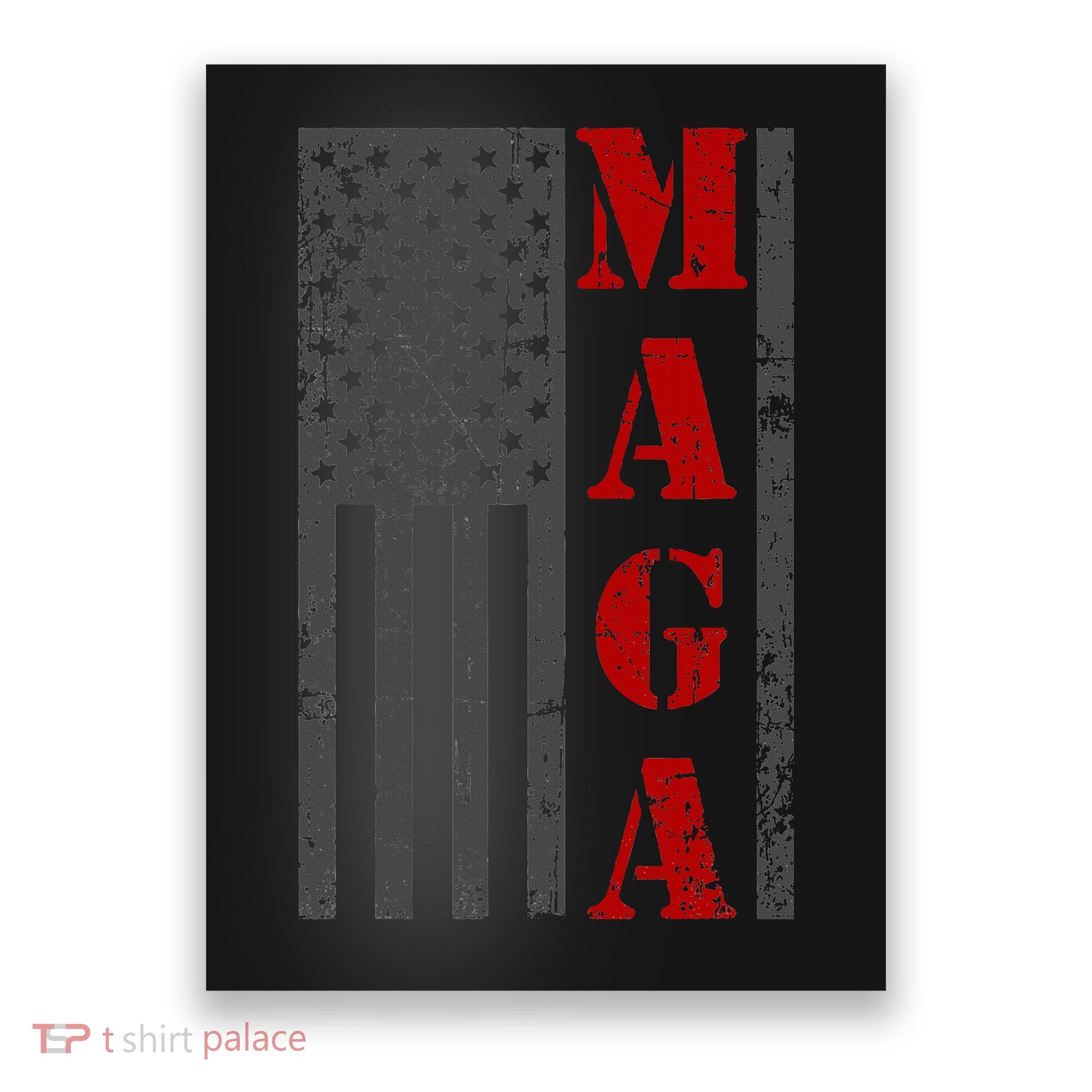 Maga Flag Gray And Red Distressed American Flag Poster