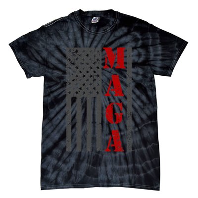 Maga Flag Gray And Red Distressed American Flag Tie-Dye T-Shirt