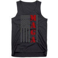Maga Flag Gray And Red Distressed American Flag Tank Top