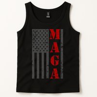 Maga Flag Gray And Red Distressed American Flag Tank Top