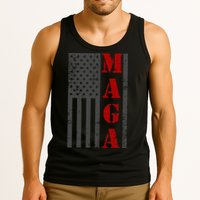 Maga Flag Gray And Red Distressed American Flag Tank Top