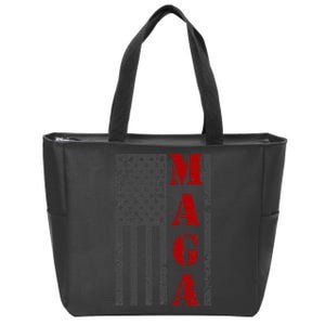 Maga Flag Gray And Red Distressed American Flag Zip Tote Bag