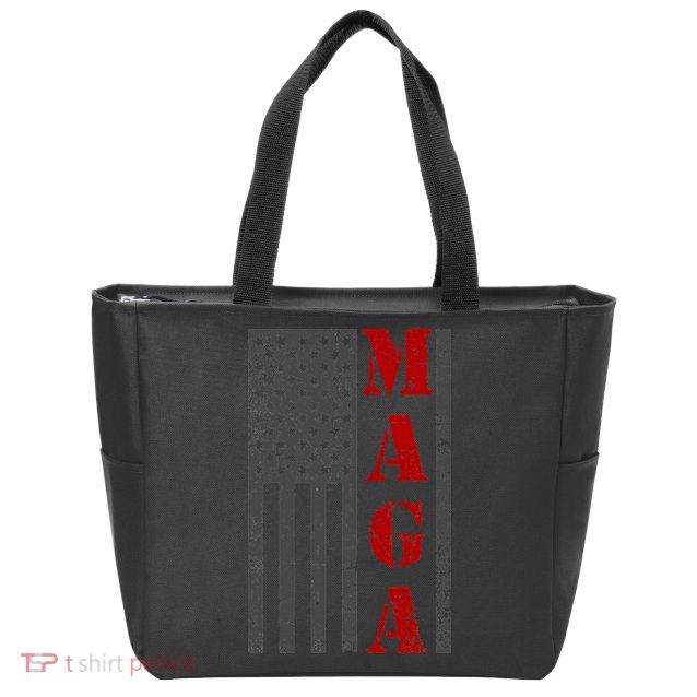 Maga Flag Gray And Red Distressed American Flag Zip Tote Bag