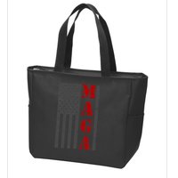 Maga Flag Gray And Red Distressed American Flag Zip Tote Bag