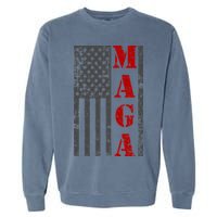 Maga Flag Gray And Red Distressed American Flag Garment-Dyed Sweatshirt