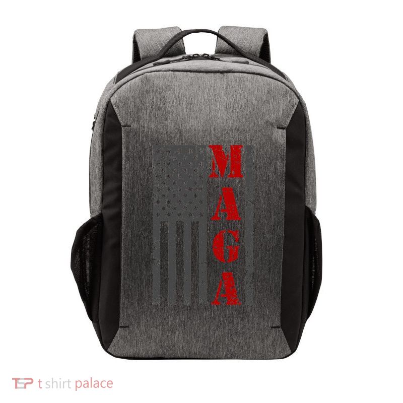 Maga Flag Gray And Red Distressed American Flag Vector Backpack