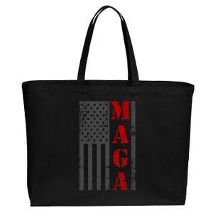 Maga Flag Gray And Red Distressed American Flag Cotton Canvas Jumbo Tote