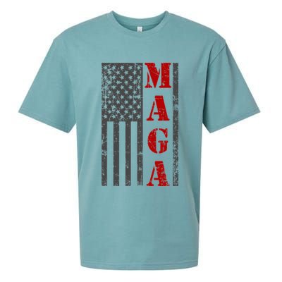 Maga Flag Gray And Red Distressed American Flag Sueded Cloud Jersey T-Shirt