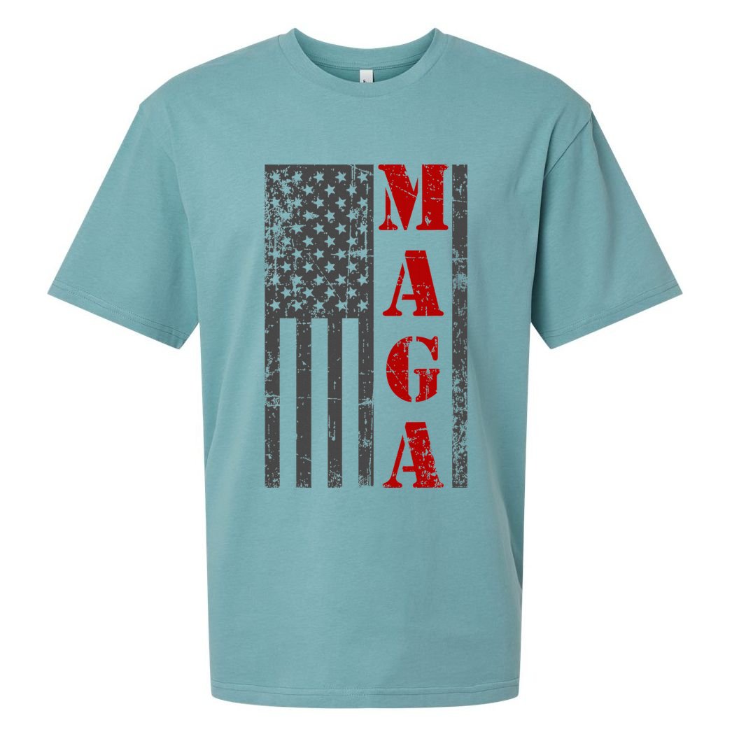 Maga Flag Gray And Red Distressed American Flag Sueded Cloud Jersey T-Shirt