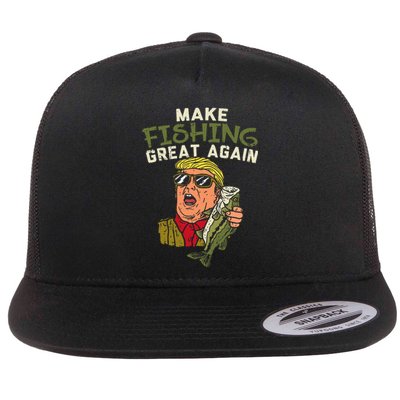 Make Fishing Great Again Trump Funny Fisherman Angler Flat Bill Trucker Hat