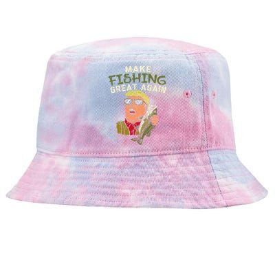 Make Fishing Great Again Trump Funny Fisherman Angler Tie-Dyed Bucket Hat