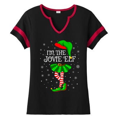 Matching Family Group I'm The Jovie Elf Christmas Ladies Halftime Notch Neck Tee