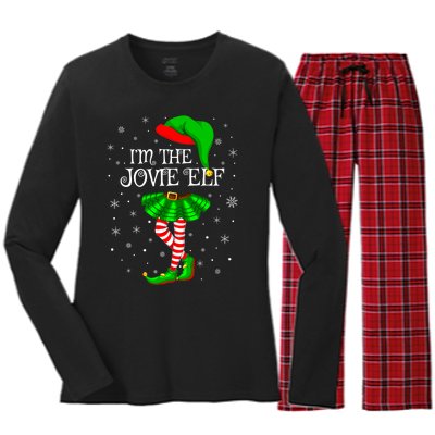 Matching Family Group I'm The Jovie Elf Christmas Women's Long Sleeve Flannel Pajama Set 