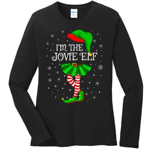 Matching Family Group I'm The Jovie Elf Christmas Ladies Long Sleeve Shirt