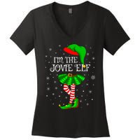 Matching Family Group I'm The Jovie Elf Christmas Women's V-Neck T-Shirt