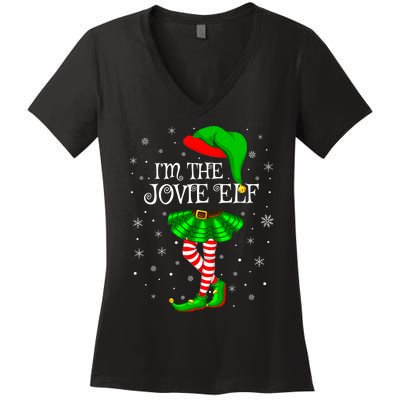 Matching Family Group I'm The Jovie Elf Christmas Women's V-Neck T-Shirt