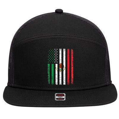 Mexico Flag Gift Usa American Mexican Independence Day Gift 7 Panel Mesh Trucker Snapback Hat