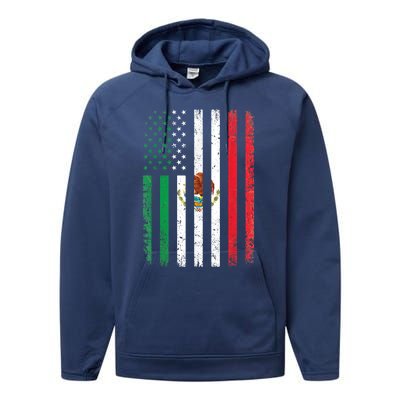 Mexico Flag Gift Usa American Mexican Independence Day Gift Performance Fleece Hoodie