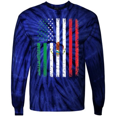 Mexico Flag Gift Usa American Mexican Independence Day Gift Tie-Dye Long Sleeve Shirt