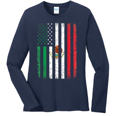 Mexico Flag Gift Usa American Mexican Independence Day Gift Ladies Long Sleeve Shirt