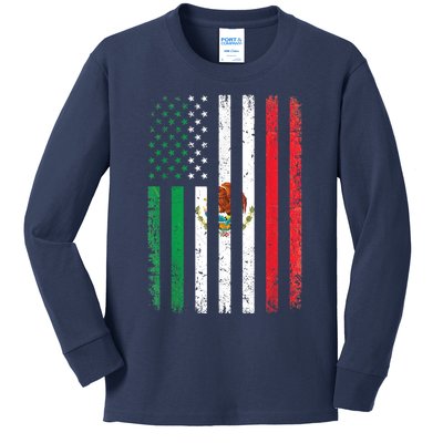 Mexico Flag Gift Usa American Mexican Independence Day Gift Kids Long Sleeve Shirt