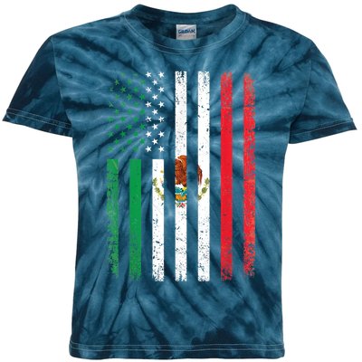 Mexico Flag Gift Usa American Mexican Independence Day Gift Kids Tie-Dye T-Shirt