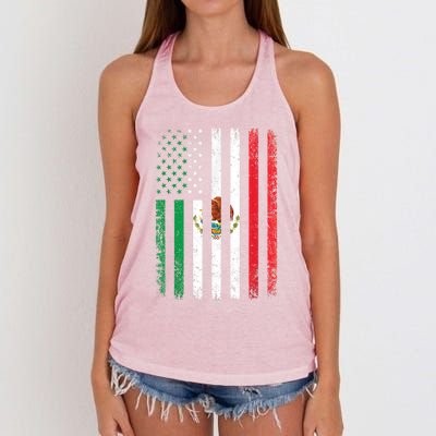 Mexico Flag Gift Usa American Mexican Independence Day Gift Women's Knotted Racerback Tank