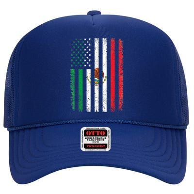 Mexico Flag Gift Usa American Mexican Independence Day Gift High Crown Mesh Back Trucker Hat