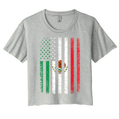 Mexico Flag Gift Usa American Mexican Independence Day Gift Women's Crop Top Tee