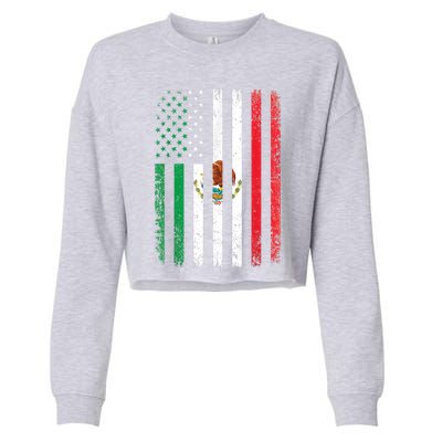 Mexico Flag Gift Usa American Mexican Independence Day Gift Cropped Pullover Crew