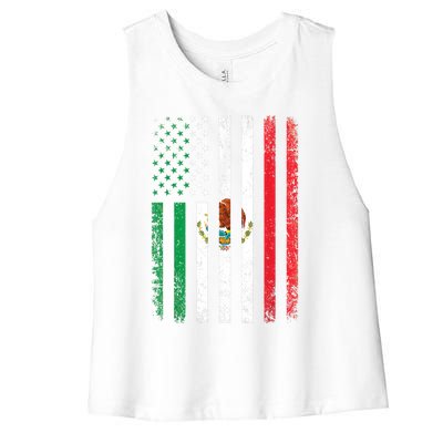 Mexico Flag Gift Usa American Mexican Independence Day Gift Women's Racerback Cropped Tank