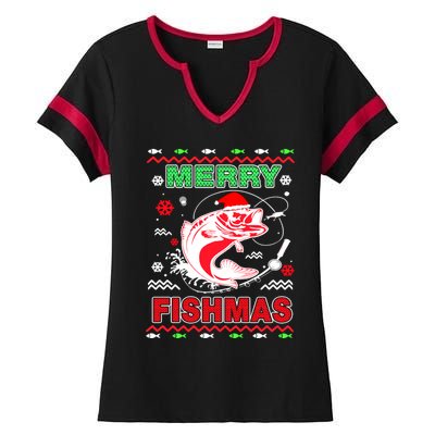 Merry Fishmas Gift Ladies Halftime Notch Neck Tee