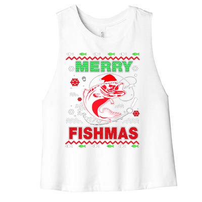 Merry Fishmas Gift Women's Racerback Cropped Tank