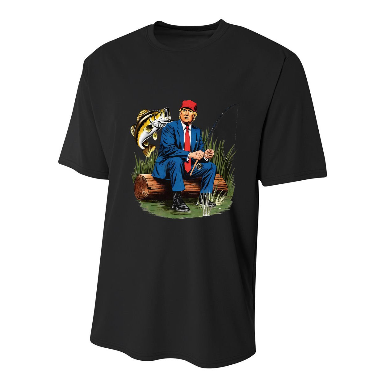Make Fishing Great Again Funny Bass Fishing Humor Trump Youth Performance Sprint T-Shirt