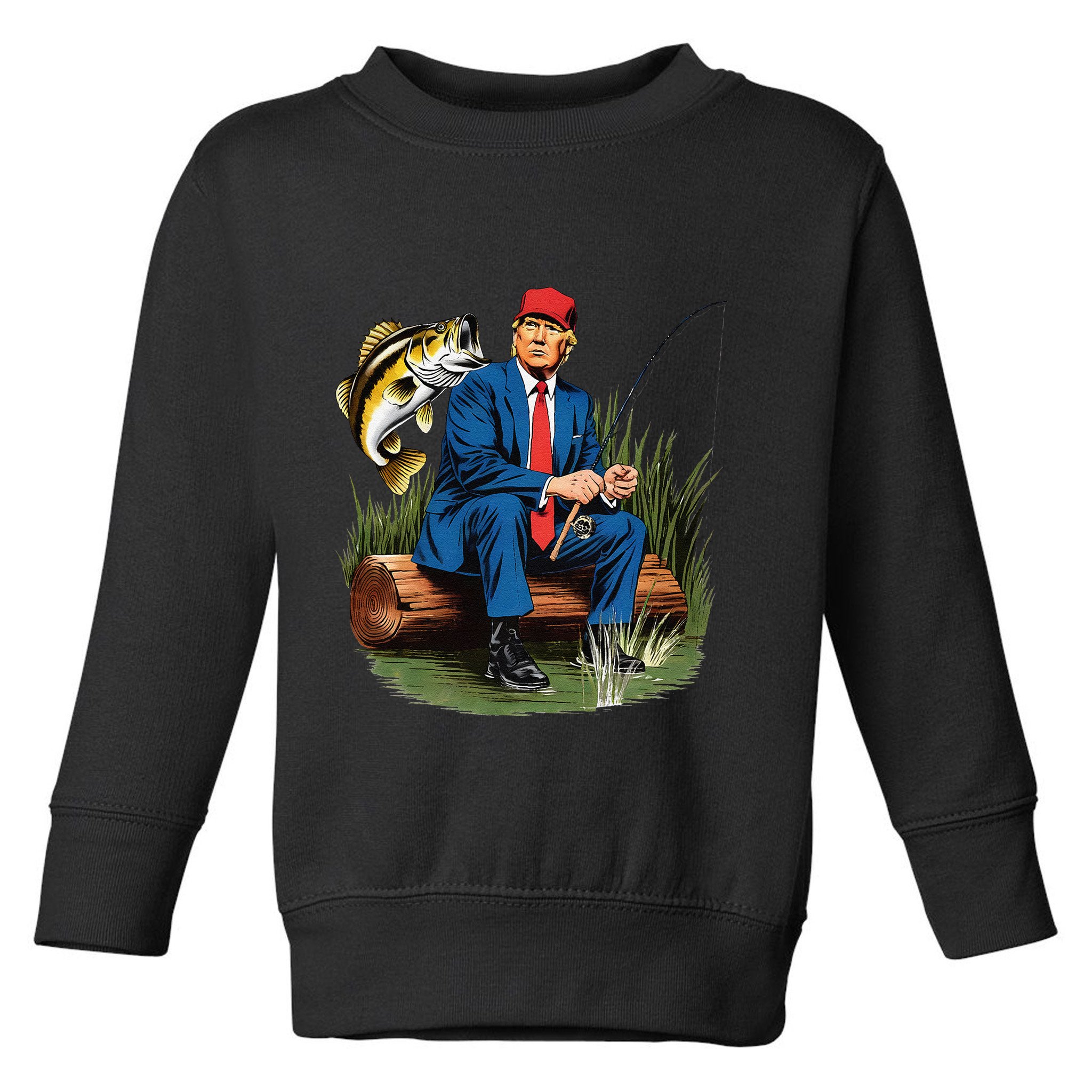 Make Fishing Great Again Funny Bass Fishing Humor Trump Toddler Sweatshirt
