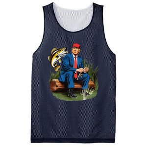 Make Fishing Great Again Funny Bass Fishing Humor Trump Mesh Reversible Basketball Jersey Tank