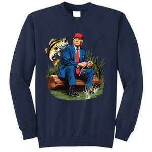 Make Fishing Great Again Funny Bass Fishing Humor Trump Tall Sweatshirt