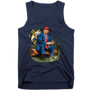 Make Fishing Great Again Funny Bass Fishing Humor Trump Tank Top