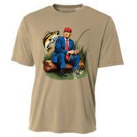 Make Fishing Great Again Funny Bass Fishing Humor Trump Cooling Performance Crew T-Shirt