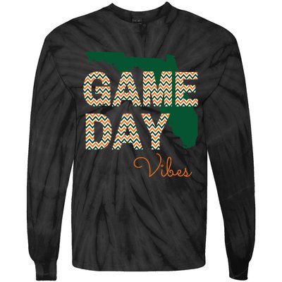 Miami Football Game Day Vibes Fall Tailgate Tie-Dye Long Sleeve Shirt