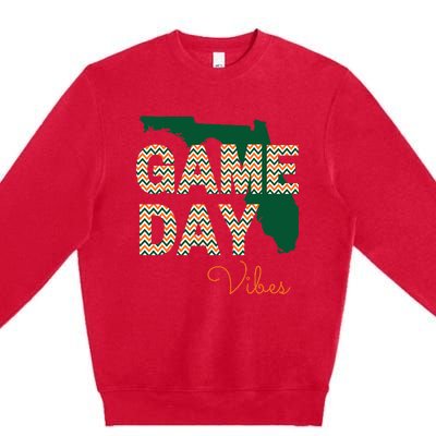 Miami Football Game Day Vibes Fall Tailgate Premium Crewneck Sweatshirt