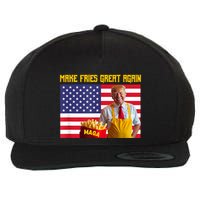 Make Fries Great Again Slogan With Flag And Cartoon Figure Wool Snapback Cap