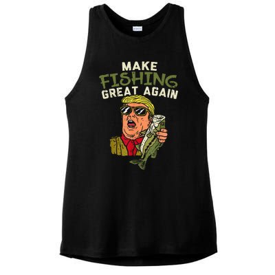 Make Fishing Great Again Trump Funny Fisherman Angler Gift Ladies PosiCharge Tri-Blend Wicking Tank