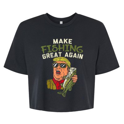 Make Fishing Great Again Trump Funny Fisherman Angler Gift Bella+Canvas Jersey Crop Tee